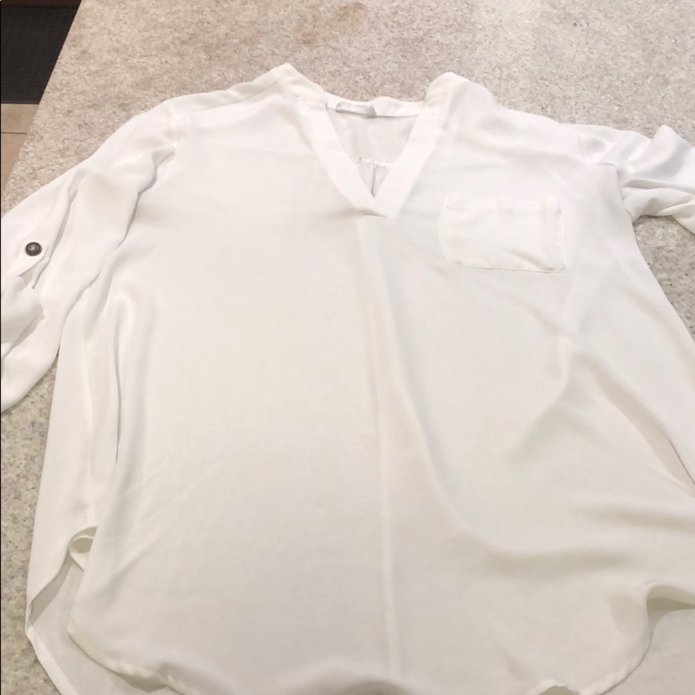White chiffon blouse 3/4 sleeves